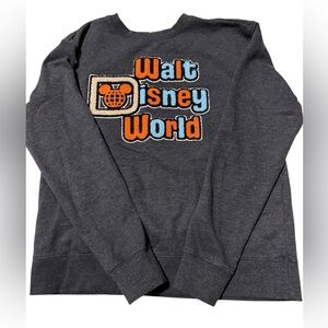 Walt Disney World Grey Crewneck Sweatshirt Retro Theme Park Cozy Size Medium